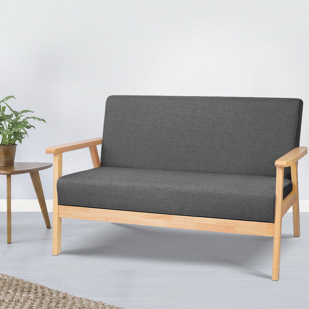 Artiss 2 Seater Fabric Sofa Chair - Grey - Oceania Mart