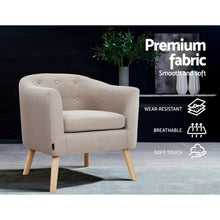 Load image into Gallery viewer, Artiss ADORA Armchair Tub Chair Single Accent Armchairs Sofa Lounge Fabric Beige - Oceania Mart
