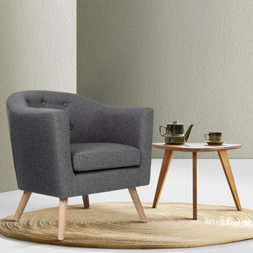 Artiss ADORA Armchair Tub Chair Single Accent Armchairs Sofa Lounge Fabric Grey - Oceania Mart