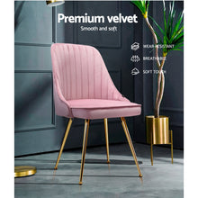Load image into Gallery viewer, Set of 2 Dining Chairs Retro Chair Cafe Kitchen Modern Iron Legs Velvet Pink
