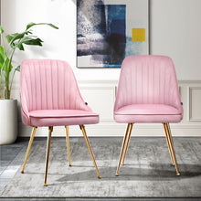 Load image into Gallery viewer, Set of 2 Dining Chairs Retro Chair Cafe Kitchen Modern Iron Legs Velvet Pink
