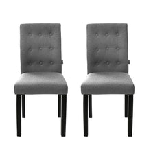 Load image into Gallery viewer, Artiss Set of 2 DONA Dining Chair Fabric Foam Padded High Back Wooden Kitchen Grey - Oceania Mart
