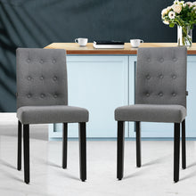 Load image into Gallery viewer, Artiss Set of 2 DONA Dining Chair Fabric Foam Padded High Back Wooden Kitchen Grey - Oceania Mart
