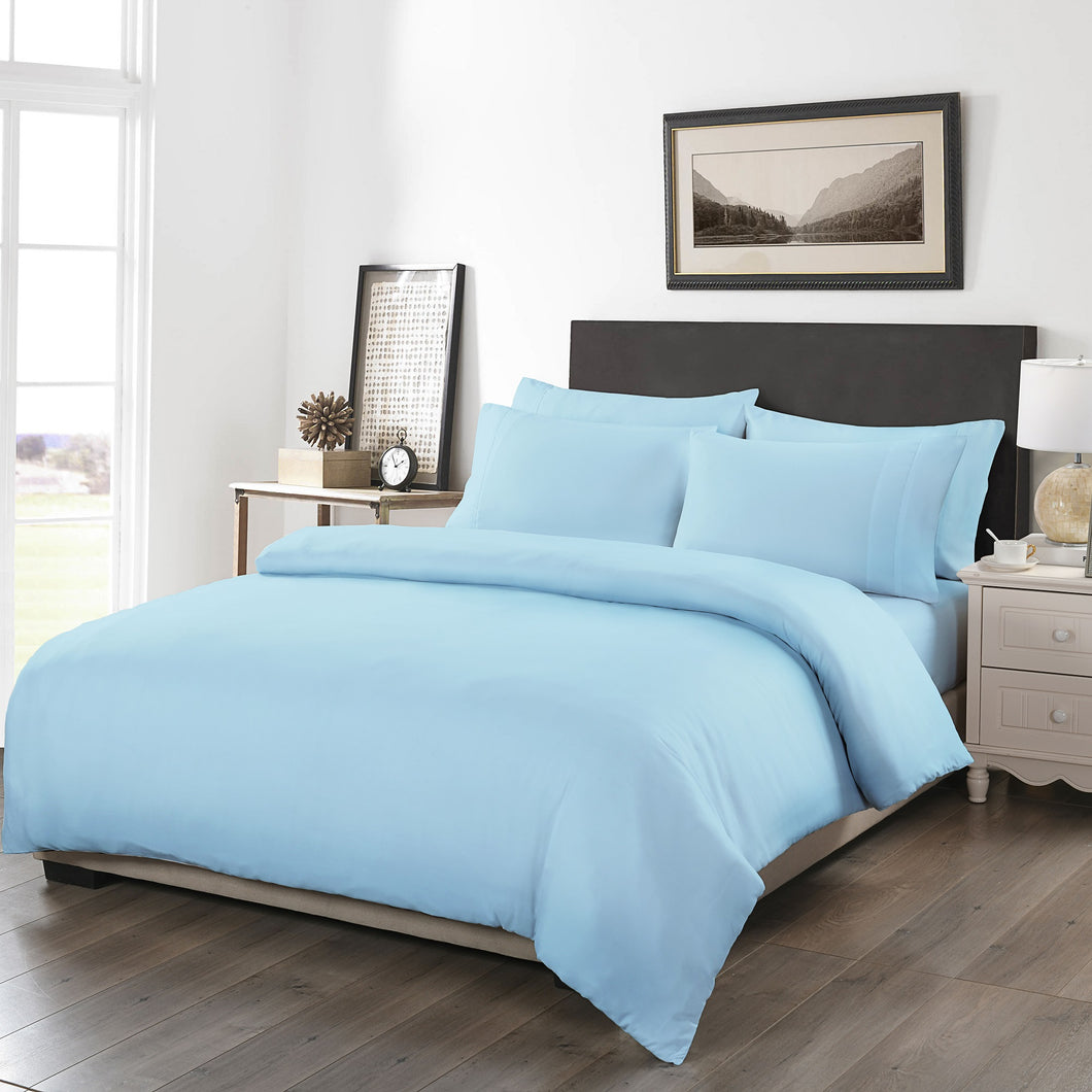 Royal Comfort 1200TC 6 Piece Fitted Sheet Quilt Cover & Pillowcase Set UltraSoft - King - Sky Blue