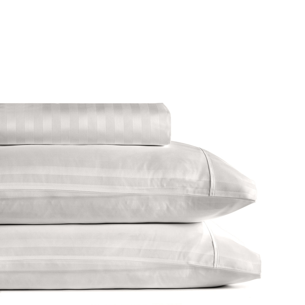 Royal Comfort 1200 Thread Count 3 Piece Combo Set 100% Egyptian Cotton Striped - Queen - Silver