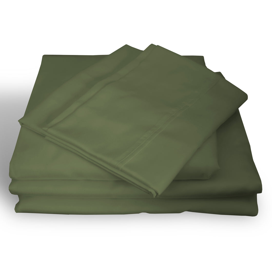 Royal Comfort 1000TC Hotel Grade Bamboo Cotton Sheets Pillowcases Set Ultrasoft - Queen - Olive