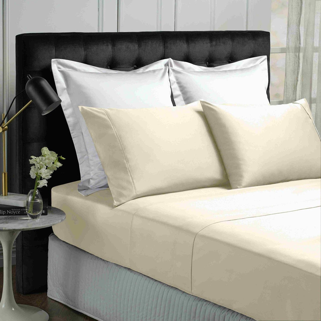 Park Avenue 500TC Soft Natural Bamboo Cotton Sheet Set Breathable Bedding - King - Vanilla