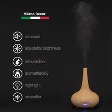 Load image into Gallery viewer, Essential Oil Diffuser Ultrasonic Humidifier Aromatherapy LED Light 200ML 3 Oils - Light Wood Grain
