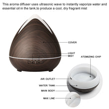 Load image into Gallery viewer, Essential Oils Ultrasonic Aromatherapy Diffuser Air Humidifier Purify 400ML - Dark Wood
