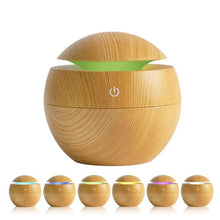 Load image into Gallery viewer, Milano Ultrasonic USB Diffuser with 10 Aroma Oils Humidifier LED Light 130ml - Light Wood
