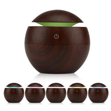 Load image into Gallery viewer, Milano Ultrasonic USB Diffuser with 10 Aroma Oils Humidifier LED Light 130ml - Dark Wood
