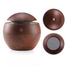 Load image into Gallery viewer, Milano Ultrasonic USB Diffuser with 10 Aroma Oils Humidifier LED Light 130ml - Dark Wood
