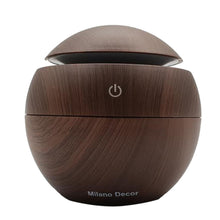 Load image into Gallery viewer, Milano Ultrasonic USB Diffuser with 10 Aroma Oils Humidifier LED Light 130ml - Dark Wood
