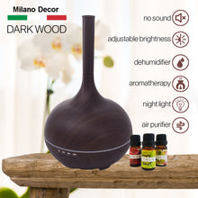 Load image into Gallery viewer, Milano Supreme Ultrasonic 400ml Aromatherapy Humidifier Diffuser LED with 3 Oils - Dark Wood
