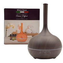 Load image into Gallery viewer, Milano Supreme Ultrasonic 400ml Aromatherapy Humidifier Diffuser LED with 3 Oils - Dark Wood
