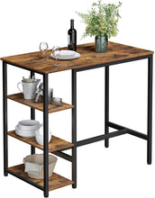 Load image into Gallery viewer, Dining Table with 3 Shelves and Industrial Style Stable Steel Structure,  109 x 60 x 100 cm, Rustic Brown
