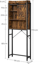 Load image into Gallery viewer, Bathroom Organiser Rack with Small Cabinet Steel Frame 64 x 24 x 171 cm Rustic Brown and Black
