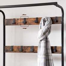 Load image into Gallery viewer, Vintage Coat Rack Shoe Bench, Wood Look Accent Furniture and Metal Frame
