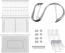 Load image into Gallery viewer, CARLA HOME 2 Tier Dish Rack with Drain Board for Kitchen Counter and Plated Chrome Dish Dryer Silver 42 x 25,5 x 38 cm
