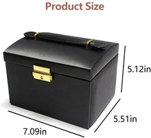 Load image into Gallery viewer, Portable Travel Jewelry box with three-layer PU leather storage box, mirror and lock
