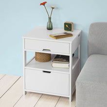 Load image into Gallery viewer, CARLA HOME White Bedside Table with 2 Drawers

