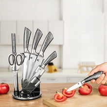 Load image into Gallery viewer, Kitchen Knife Block Set 8 Stainless Steel Knives with Wooden Color Handle (Silver color)
