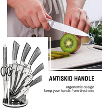 Load image into Gallery viewer, Kitchen Knife Block Set 8 Stainless Steel Knives with Wooden Color Handle (Silver color)
