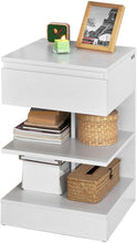 Load image into Gallery viewer, White Side Table Bedside Table with 1 Drawer and 3 Shelves
