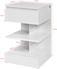 Load image into Gallery viewer, White Side Table Bedside Table with 1 Drawer and 3 Shelves
