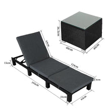 Load image into Gallery viewer, Black Rattan Sunlounge Set with Joining Coffee Table
