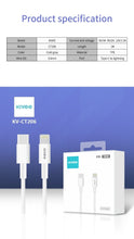 Load image into Gallery viewer, KIVEE CT206 USB-C Male to iPhone MFi Certified Male Charging cable 1m
