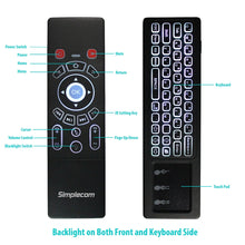 Load image into Gallery viewer, Simplecom RT250 Rechargeable 2.4GHz Wireless Remote Air Mouse Keyboard with Touch Pad and Backlight - Oceania Mart
