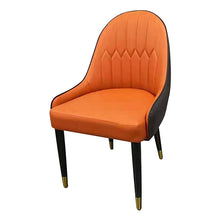 Load image into Gallery viewer, 2X Dining Chair Orange Colour Leatherette Upholstery Black And Gold Legs Steel with Powder Coating
