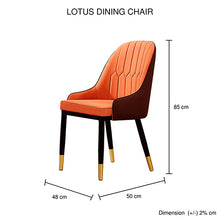 Load image into Gallery viewer, 2X Dining Chair Orange Colour Leatherette Upholstery Black And Gold Legs Steel with Powder Coating
