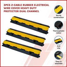 Load image into Gallery viewer, 3pcs 2-Cable Rubber Electrical Wire Cover Heavy Duty Protector Dual Channel
