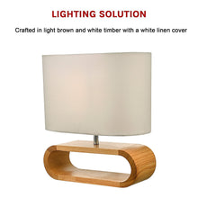 Load image into Gallery viewer, Wooden Modern Table Lamp Timber Bedside Lighting Desk Reading Light Brown White

