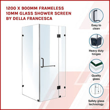 Load image into Gallery viewer, 1200 x 900mm Frameless 10mm Glass Shower Screen By Della Francesca
