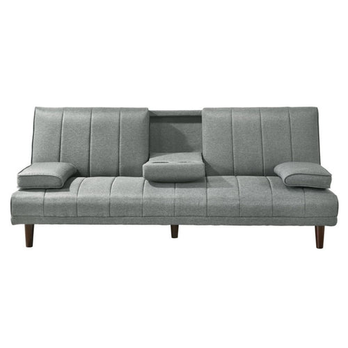 Fabric Sofa Bed with Cup Holder 3 Seater Lounge Couch - Light Grey - Oceania Mart