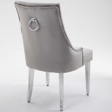 Load image into Gallery viewer, Little Lady Grey Bar Stool Quilted Velvet with a Silver-toned Ring Knocker
