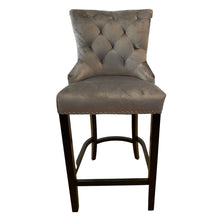 Load image into Gallery viewer, Little Lady Grey Bar Stool Quilted Velvet with a Silver-toned Ring Knocker
