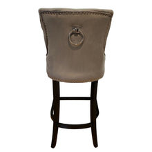 Load image into Gallery viewer, Little Lady Grey Bar Stool Quilted Velvet with a Silver-toned Ring Knocker
