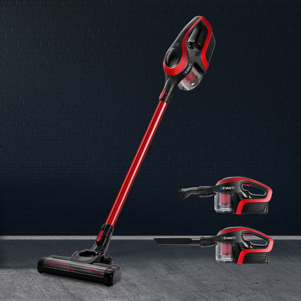 Devanti Cordless Stick Vacuum Cleaner - Black and Red - Oceania Mart