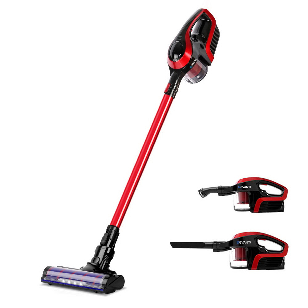 Devanti Cordless 150W Handstick Vacuum Cleaner - Red and Black - Oceania Mart