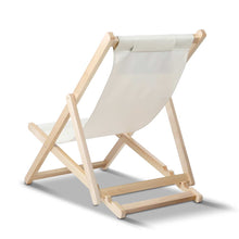 Load image into Gallery viewer, Gardeon Outdoor Chairs Sun Lounge Deck Beach Chair Folding Wooden Patio Furniture Beige
