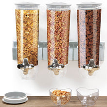 Load image into Gallery viewer, Wall Mounted Triple Cereal Dispenser Dry Food Storage Container Dispense Machine
