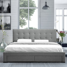 Load image into Gallery viewer, Levede Bed Frame Double King Fabric With Drawers Storage Wooden Mattress Grey
