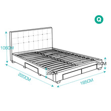 Load image into Gallery viewer, Levede Bed Frame Double King Fabric With Drawers Storage Wooden Mattress Grey

