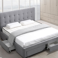 Load image into Gallery viewer, Levede Bed Frame Double King Fabric With Drawers Storage Wooden Mattress Grey
