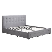 Load image into Gallery viewer, Levede Bed Frame Double King Fabric With Drawers Storage Wooden Mattress Grey
