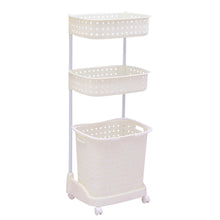 Load image into Gallery viewer, 3 Tier Bathroom Laundry Clothes Baskets Bin Hamper Mobile Rack Removable Shelf - Oceania Mart
